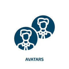 avatars icon from social media marketing collection. Filled avatars, profile, avatar glyph icons isolated on white background. Black vector avatars sign, symbol for web design and mobile apps