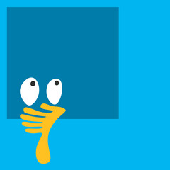 Abstract face art with illustration of hand covering mouth and glancing eyes