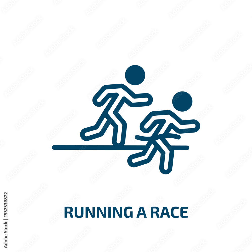 Poster running a race icon from sports collection. filled running a race, speed, activity glyph icons isola