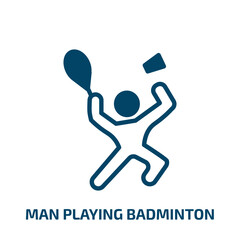 Fototapeta premium man playing badminton icon from sports collection. Filled man playing badminton, game, play glyph icons isolated on white background. Black vector man playing badminton sign, symbol for web design and