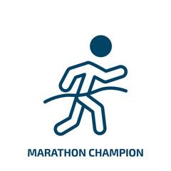 marathon champion icon from sports collection. Filled marathon champion, marathon, athlete glyph icons isolated on white background. Black vector marathon champion sign, symbol for web design and