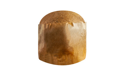 traditional panettone or paneton, homemade isolated on white background with crystallized fruits