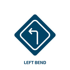 left bend icon from sports collection. Filled left bend, bend, left glyph icons isolated on white background. Black vector left bend sign, symbol for web design and mobile apps