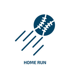 home run icon from sports collection. Filled home run, home, running glyph icons isolated on white background. Black vector home run sign, symbol for web design and mobile apps