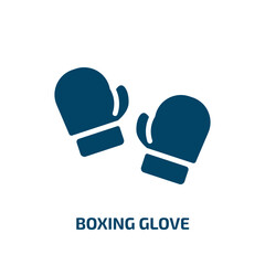 boxing glove icon from sports collection. Filled boxing glove, boxing, punch glyph icons isolated on white background. Black vector boxing glove sign, symbol for web design and mobile apps