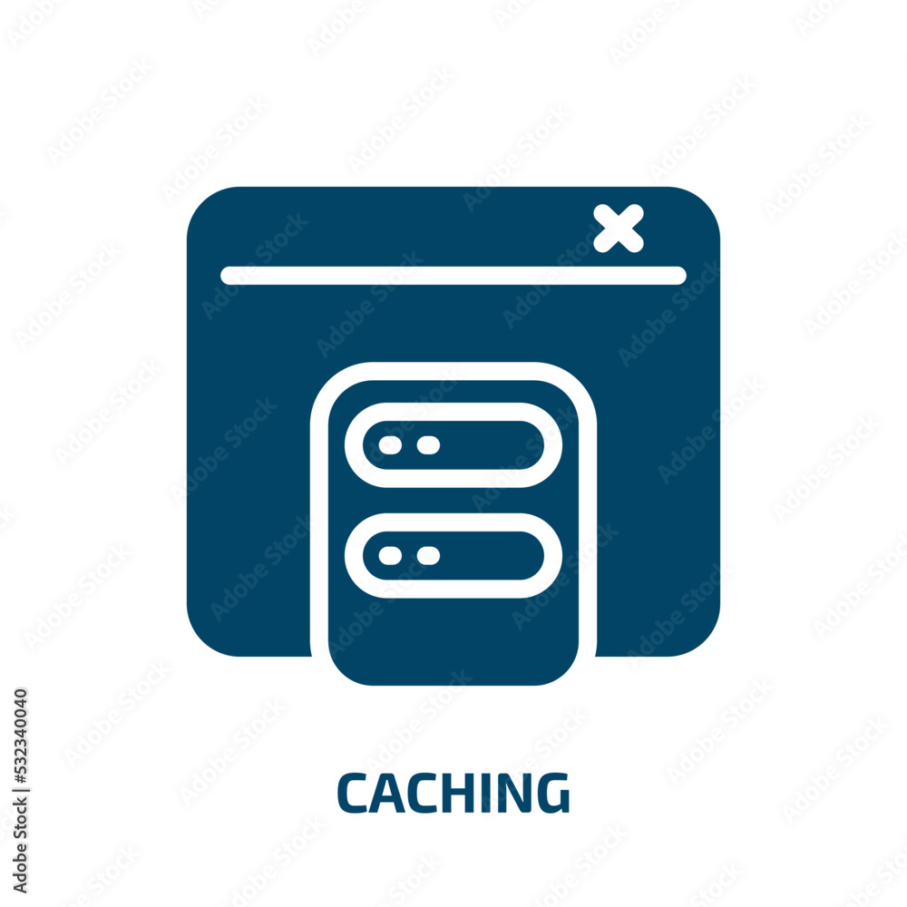 Poster caching icon from technology collection. filled caching, cache, gift glyph icons isolated on white b