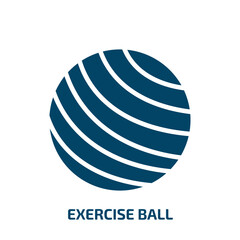 exercise ball icon from sports collection. Filled exercise ball, exercise, ball glyph icons isolated on white background. Black vector exercise ball sign, symbol for web design and mobile apps