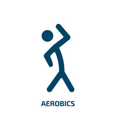 aerobics icon from sport collection. Filled aerobics, weight, activity glyph icons isolated on white background. Black vector aerobics sign, symbol for web design and mobile apps