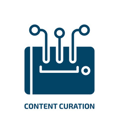 content curation icon from technology collection. Filled content curation, play, note glyph icons isolated on white background. Black vector content curation sign, symbol for web design and mobile