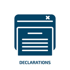 declarations icon from technology collection. Filled declarations, declaration, paper glyph icons isolated on white background. Black vector declarations sign, symbol for web design and mobile apps