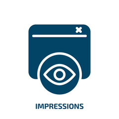 impressions icon from technology collection. Filled impressions, impression, sticker glyph icons isolated on white background. Black vector impressions sign, symbol for web design and mobile apps