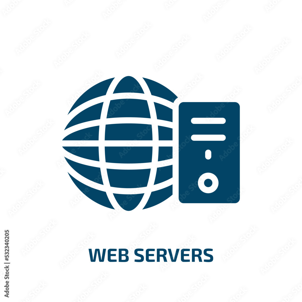 Poster web servers icon from technology collection. filled web servers, server, network glyph icons isolate