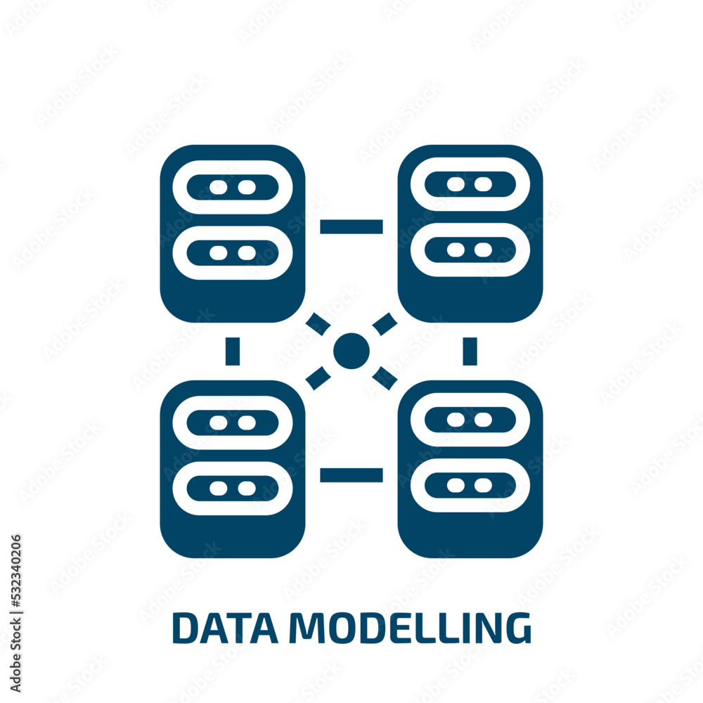 Poster data modelling icon from technology collection. filled data modelling, data, model glyph icons isola
