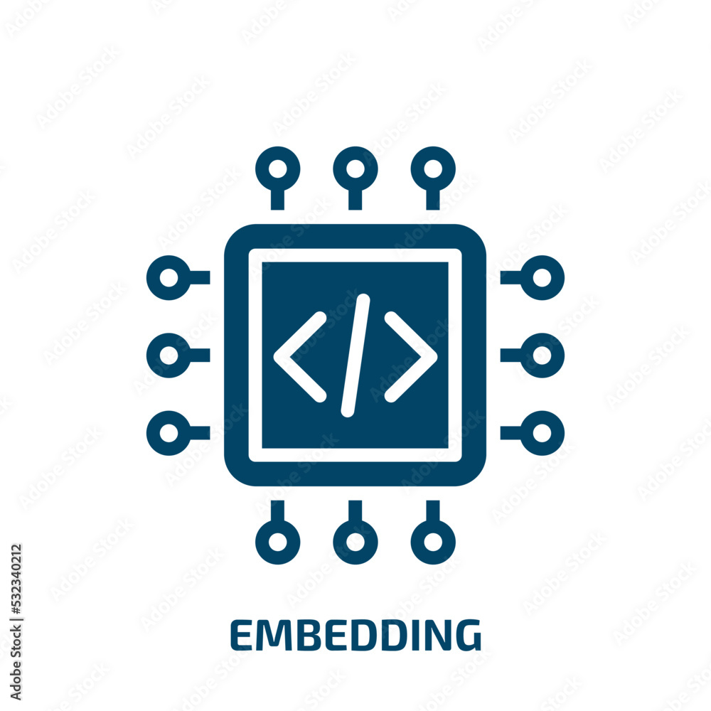 Poster embedding icon from technology collection. filled embedding, technology, card glyph icons isolated o