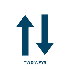 two ways icon from traffic signs collection. Filled two ways, two, way glyph icons isolated on white background. Black vector two ways sign, symbol for web design and mobile apps