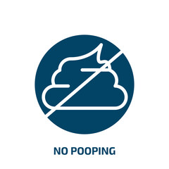 no pooping icon from traffic signs collection. Filled no pooping, poop, animal glyph icons isolated on white background. Black vector no pooping sign, symbol for web design and mobile apps