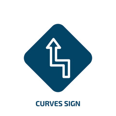 curves sign icon from traffic signs collection. Filled curves sign, curve, simple glyph icons isolated on white background. Black vector curves sign sign, symbol for web design and mobile apps