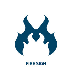 fire sign icon from traffic signs collection. Filled fire sign, danger, label glyph icons isolated on white background. Black vector fire sign sign, symbol for web design and mobile apps