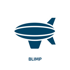 blimp icon from transport collection. Filled blimp, travel, balloon glyph icons isolated on white background. Black vector blimp sign, symbol for web design and mobile apps