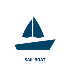 sail boat icon from transport collection. Filled sail boat, vacation, boat glyph icons isolated on white background. Black vector sail boat sign, symbol for web design and mobile apps