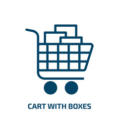 cart with boxes icon from transport collection. Filled cart with boxes, box, delivery glyph icons isolated on white background. Black vector cart with boxes sign, symbol for web design and mobile apps