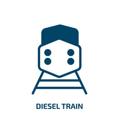 diesel train icon from transport collection. Filled diesel train, train, diesel glyph icons isolated on white background. Black vector diesel train sign, symbol for web design and mobile apps