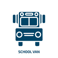 Fototapeta premium school van icon from transport collection. Filled school van, school, van glyph icons isolated on white background. Black vector school van sign, symbol for web design and mobile apps