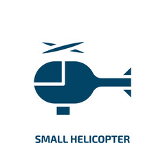 small helicopter icon from transport collection. Filled small helicopter, small, vehicle glyph icons isolated on white background. Black vector small helicopter sign, symbol for web design and mobile