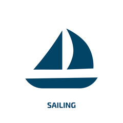 sailing icon from transport collection. Filled sailing, ship, sailboat glyph icons isolated on white background. Black vector sailing sign, symbol for web design and mobile apps