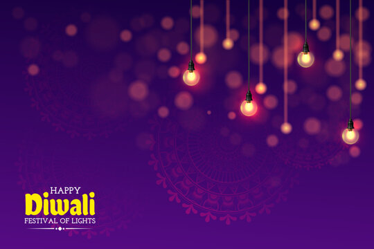 Happy Diwali Festival Of Lights Creative Lights Hanging Bokeh Background