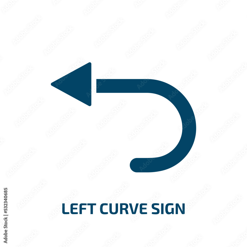 Poster left curve sign icon from user interface collection. filled left curve sign, left, curve glyph icons