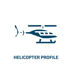 helicopter profile icon from transportation collection. Filled helicopter profile, internet, helicopter glyph icons isolated on white background. Black vector helicopter profile sign, symbol for web