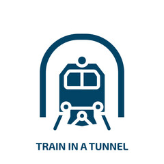 train in a tunnel icon from transportation collection. Filled train in a tunnel, train, tunnel glyph icons isolated on white background. Black vector train in a tunnel sign, symbol for web design and