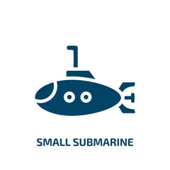 small submarine icon from transportation collection. Filled small submarine, small, submarine glyph icons isolated on white background. Black vector small submarine sign, symbol for web design and