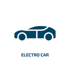 electro car icon from transportation collection. Filled electro car, eco, electro glyph icons isolated on white background. Black vector electro car sign, symbol for web design and mobile apps