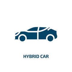 hybrid car icon from transportation collection. Filled hybrid car, energy, car glyph icons isolated on white background. Black vector hybrid car sign, symbol for web design and mobile apps