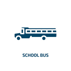 school bus icon from transportation collection. Filled school bus, bus, school glyph icons isolated on white background. Black vector school bus sign, symbol for web design and mobile apps