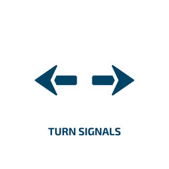 turn signals icon from user interface collection. Filled turn signals, signal, light glyph icons isolated on white background. Black vector turn signals sign, symbol for web design and mobile apps