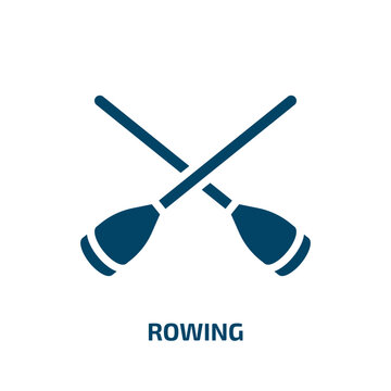 rowing icon from transportation collection. Filled rowing, row, competition glyph icons isolated on white background. Black vector rowing sign, symbol for web design and mobile apps