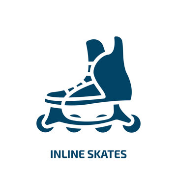 inline skates icon from transportation collection. Filled inline skates, sport, skating glyph icons isolated on white background. Black vector inline skates sign, symbol for web design and mobile apps