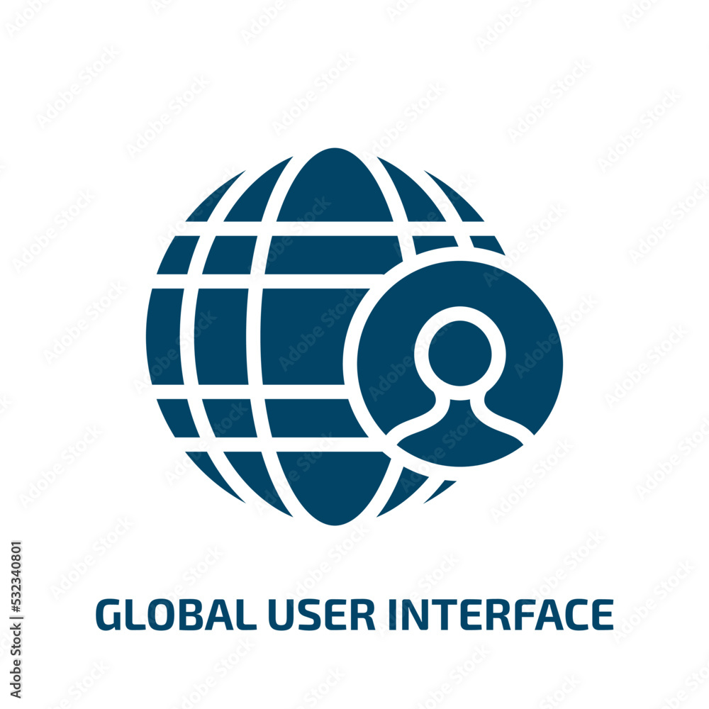 Poster global user interface icon from user interface collection. filled global user interface, global, int