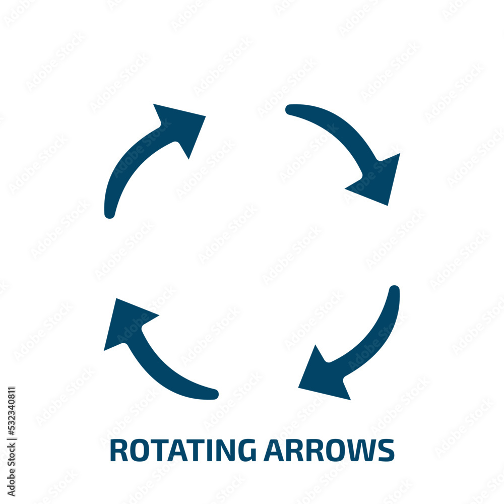 Poster rotating arrows icon from user interface collection. filled rotating arrows, arrow, circle glyph ico