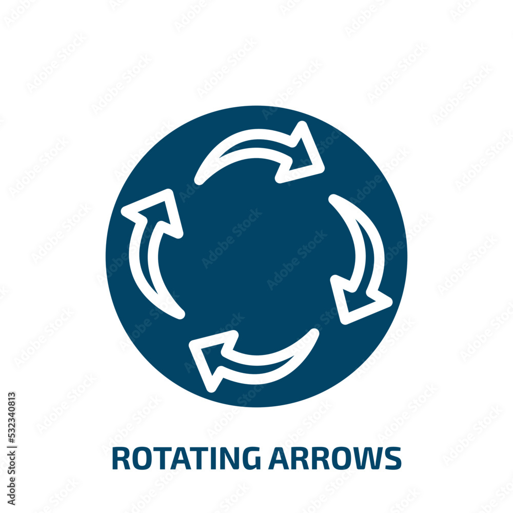 Poster rotating arrows icon from user interface collection. filled rotating arrows, arrow, circle glyph ico