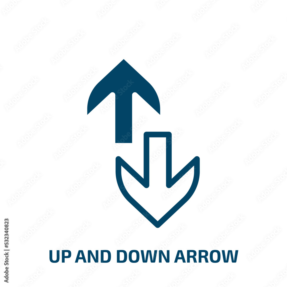 Poster up and down arrow icon from user interface collection. filled up and down arrow, arrow, down glyph i