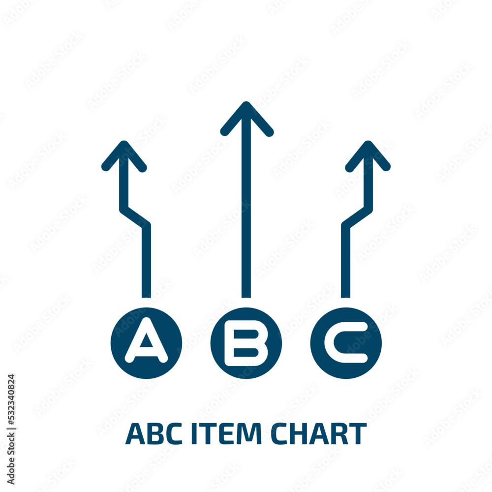 Poster abc item chart icon from user interface collection. filled abc item chart, cursor, arrow glyph icons
