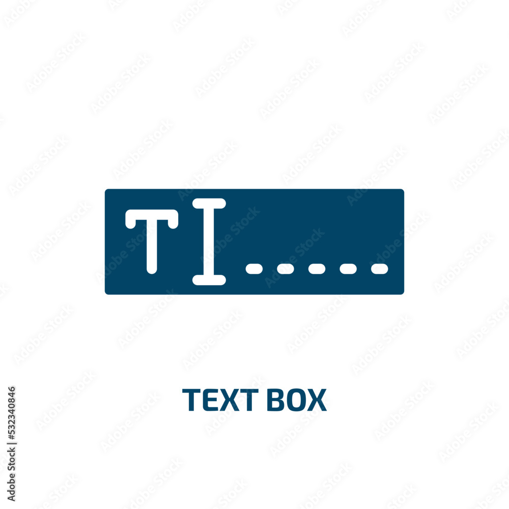 Poster text box icon from user interface collection. filled text box, talk, text glyph icons isolated on wh