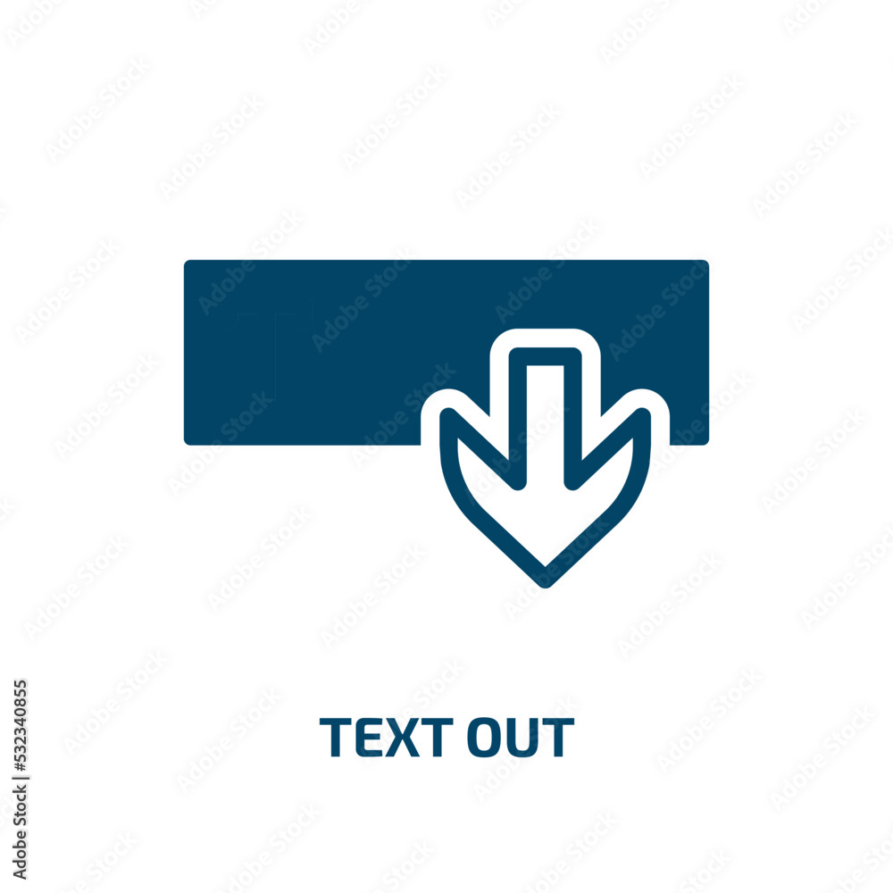 Poster text out icon from user interface collection. filled text out, text, internet glyph icons isolated o