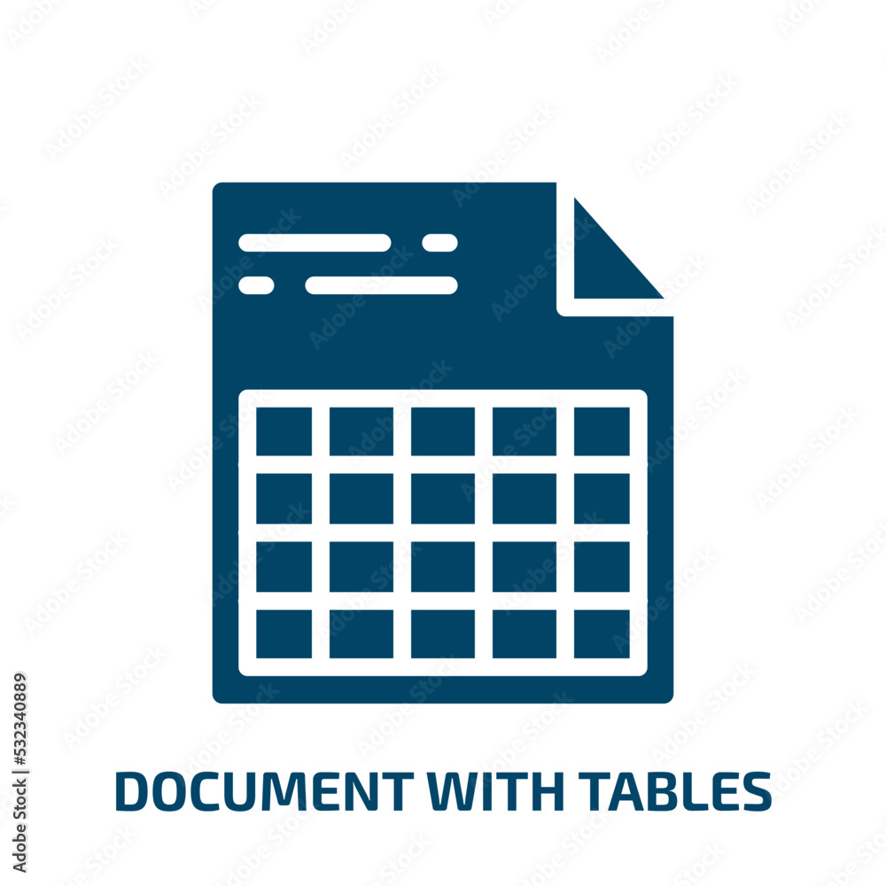 Poster document with tables icon from user interface collection. filled document with tables, table, docume