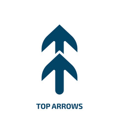 top arrows icon from user interface collection. Filled top arrows, top, arrow glyph icons isolated on white background. Black vector top arrows sign, symbol for web design and mobile apps