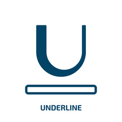 underline icon from user interface collection. Filled underline, office, pen glyph icons isolated on white background. Black vector underline sign, symbol for web design and mobile apps